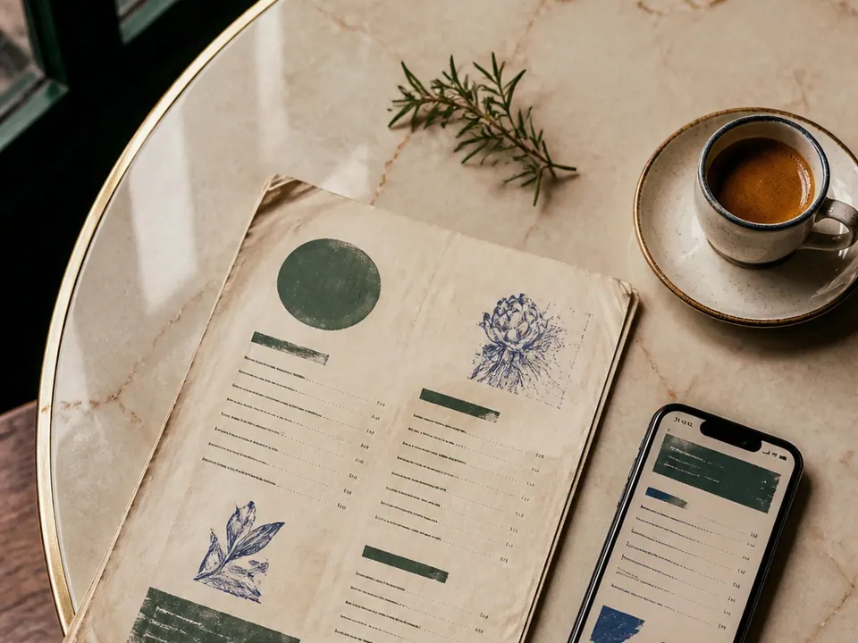 Photographed source menu ready to begin a restaurant launch